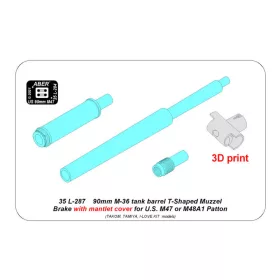   Aber Models - 90 mm M-36 tank barrel T-shaped Muzzle Brake with mantlet cover for U.S. M47 and M48A1 Patton
