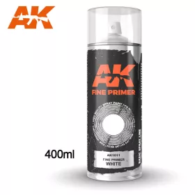  AK Interactive - Fine Primer White - Spray 400Ml (Includes 2 Nozzles)