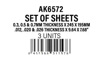 AK Interactive - 0.25mm thickness x 245 x 195mm - STYRENE SHEET