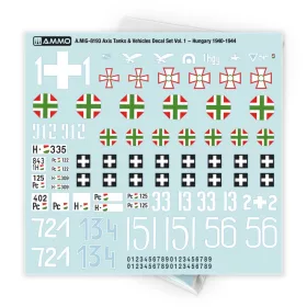  AMMO by MIG Jimenez - Axis Tanks&Vehicles Decal Set Vol. 1-Hungary 40-44