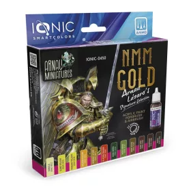   AMMO by MIG Jimenez - IONIC NMM Gold Arnau Lazaro Set - 10 Ionic Smart acrylic colors + 2 exclusive Inks