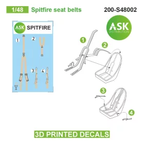   Art Scale - 1/48 Spitfire seat belts - 3D printed decals by ASK