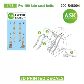   Art Scale - 1/48 Fw 190 late seat belts - 3D printed decals by ASK