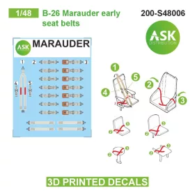   Art Scale - 1/48 B-26 Marauder early seat belts - 3D printed decals by ASK