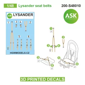   Art Scale - 1/48 Lysander seat belts - 3D printed decals by ASK