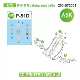   Art Scale - 1/72 P-51D Mustang seat belts - 3D printed decals by ASK