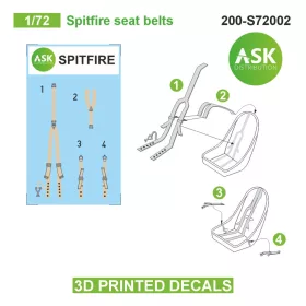  Art Scale - 1/72 Spitfire seat belts - 3D printed decals by ASK