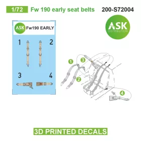   Art Scale - 1/72 Fw 190 early seat belts - 3D printed decals by ASK