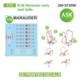   Art Scale - 1/72 B-26 Marauder seat belts - 3D printed decals by ASK
