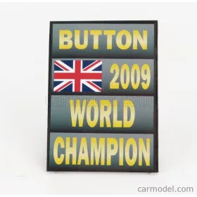   Cartrix - Accessories F1 World Champion Plate Pit Board - Brawn Gp Mercedes Bgp001 N 22 Season 2009 Jenson Button Grey Black Yellow