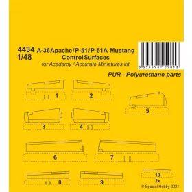 CMK - A-36 Apache / P-51 / P-51A Mustang Control Surfaces