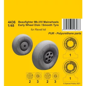   CMK - Beufighter Mk.I/VI Mainwheels - Early Wheel Hub / Smooth Tyre