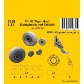 CMK - DH.82 Tiger Moth Mainwheels and Tailskid (ICM kit)