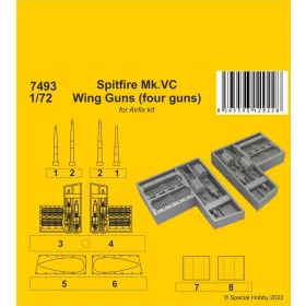 CMK - Spitfire Mk.VC Wing Guns (four guns) / for Airfix kit