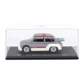   Edicola - FIAT 600 ABARTH 1000 Gr.2 1970 - CON VETRINA - WITH SHOWCASE GREY WHITE RED