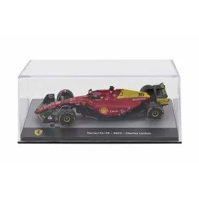   Edicola - FERRARI F1-75 SCUDERIA FERRARI N 16 POLE POSITION AND 2nd MONZA ITALY GP 2022 CHARLES LECLERC - CON VETRINA - WITH SHOWCASE RED YELLOW