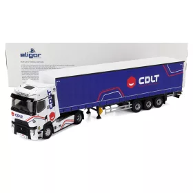   Eligor - RENAULT T-LINE HIGH TRUCK TELONATO CDLT TRANSPORTS 2023 WHITE BLUE