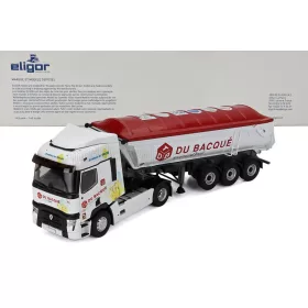   Eligor - RENAULT T480 TRUCK CASSONE RIBALTABILE DU BACQUE TRANSPORTS 2021 WHITE RED