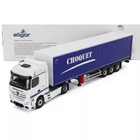   Eligor - MERCEDES BENZ ACTROS 5 1851 TRUCK TELONATO CHOQUET TRANSPORTS 2020 WHITE BLUE