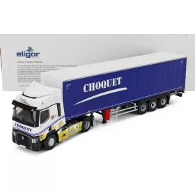   Eligor - RENAULT T480 TRUCK TELONATO CHOQUET TRANSPORTS 2021 WHITE BLUE