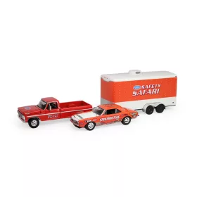   Greenlight - 1969 Ford F-250 and 1969 Chevy Z/28 Camaro - Dan Fletcher with Enclosed Hauler Safety Safari - Racing Hitch & Tow Series 6