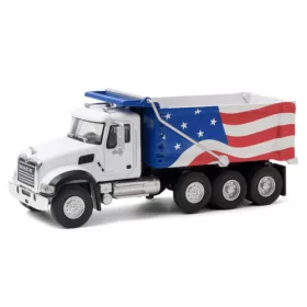   GREENLIGHT - S.D. Trucks Series 11 - 2019 Mack Granite Dump Truck - Red  White and Blue Solid Pack