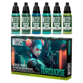 Green Stuff World - Paint Set Acrylic colors - Turquoise (6)