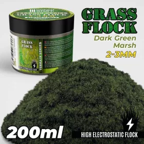   Green Stuff World - Static Grass Flock 2-3 mm - DARK GREEN MARSH - 200 ml