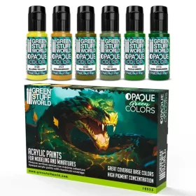 Green Stuff World - PAINT SET - Opaque Colors GREEN (Box x6)