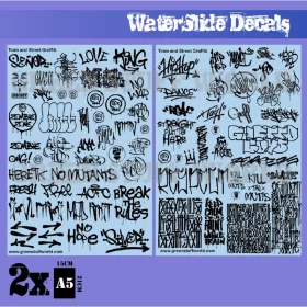  Green Stuff World - Waterslide Decals - Train And Graffiti Mix - Black