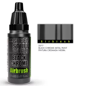   Green Stuff World - Airbrush Black Chrome Paint (17ml) - Alcohol-based metallic paint