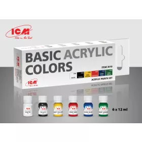 ICM - Acrylic paint set Basic acrylic colors 6 12 ml