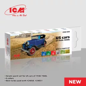 ICM - Acrylic paint set for US cars of 1930-1940s 6 x 12 ml
