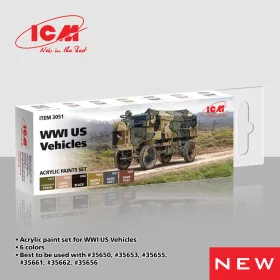   ICM - Acrylic Paint Set for WWI US military vehicles 6 x12 ml