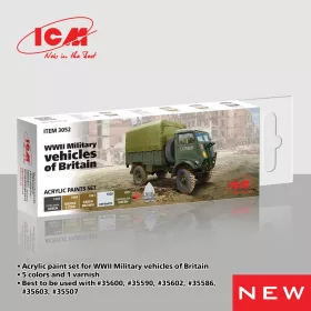   ICM - Acrylic Paint Set for WWII Military vehicles of Britain 6 x12 ml