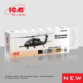   ICM - Acrylic Paint Set for Black Hawk. US helicopters 6 x12 ml