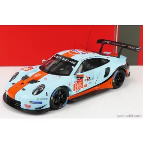  Ixomodels - Porsche 911 991 Rsr 4.0L Team Gulf Racing N 86 24H Le Mans 2018 M.Wainwright - B.Barker - A.Davison Light Blue Orange