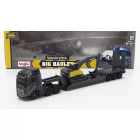   Maisto - VOLVO FH16 XL 750 TRUCK PIANALE TRASPORTO EC220E ESCAVATORE CINGOLATO EXCAVATOR BLACK YELLOW