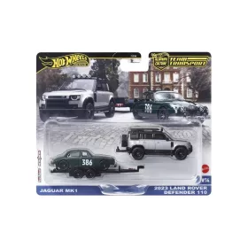   Mattel Hot Wheels - Land Rover Defender 110 & Jaguar MK1 racer Team Transport series 2023