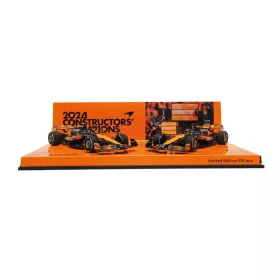   Minichamps - 2-CAR SET: MCLAREN F1 TEAM MCL38 - CONSTRUCTORS CHAMPIONS - NORRIS/PIASTRI - ABU DHABI GP 2024
