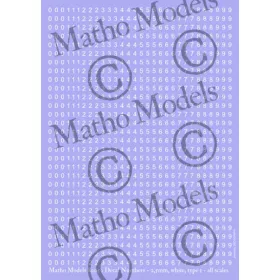 Matho Models - Decal Numbers - 2.5mm white type 1