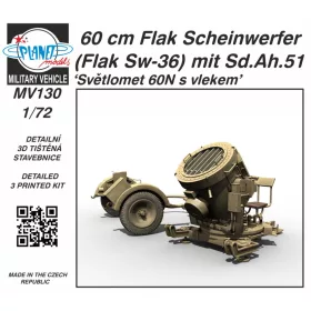   CMK - 1/72 60 cm Flak Scheinwerfer (Flak Sw-36) mit Sd.Ah.51 / Sv tlomet 60N s vlekem