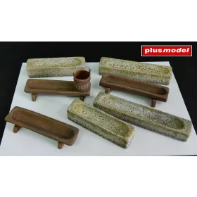 Plus Model - Wooden and stone feeding troughs
