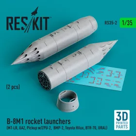   Reskit - B-8M1 rocket launchers (2 pcs) (MT-LB UAZ Pickup w/ZPU-2 BMP-2 Toyota Hilux BTR-70 URAL) (3D Printed)