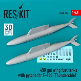   Reskit - 450 gal wing fuel tanks with pylons for F-105 Thunderchief (2 pcs)