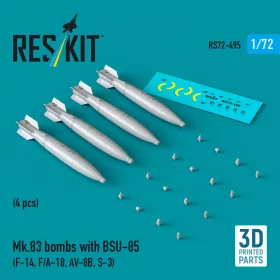   Reskit - Mk.83 bombs with BSU-85 (4 pcs) (F-14, F/A-18, AV-8B, S-3) (3D printed)