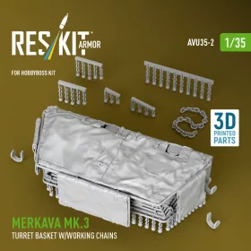   Reskit - Merkava Mk.3 turret basket w/working chains for HobbyBoss kit (3D Printed)