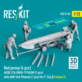   Reskit - Red jersey (4 pcs) AERO 21A (MHU-191A/M) (1 pcs) with AIM-54A Phoenix (1 pcs) for F-14A,B (scene 2) (3D Printed)