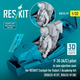   Reskit - F-35 (A/C) pilot in late ejection seat for RESKIT Cockpit for Italeri / Academy kit (RSU32-0137 RSU32-0138) (3D Printed)