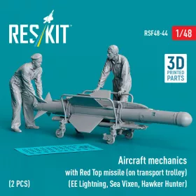   Reskit - Aircraft mechanics with Red Top missile (on transport trolley) (EE Lightning, Sea Vixen, Hawker Hunter) (2 pcs) (3D Printed)